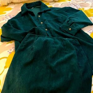 Size M Corduroy Mini Skirt and Long Sleeve button down